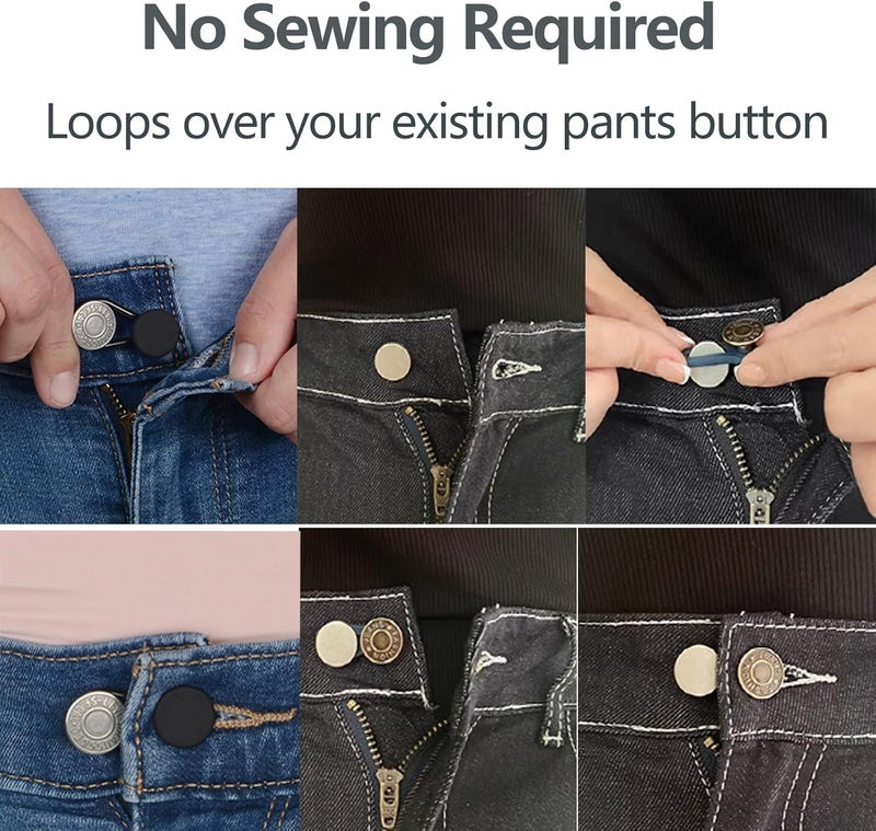 KAJUDA 12PCS Button Extenders for Jeans, Pants Button Extender - Instant Waistband Extension - Adjustable Waist Extenders for Men and Women, No-Sew Solution, Assorted Colors - Image 5